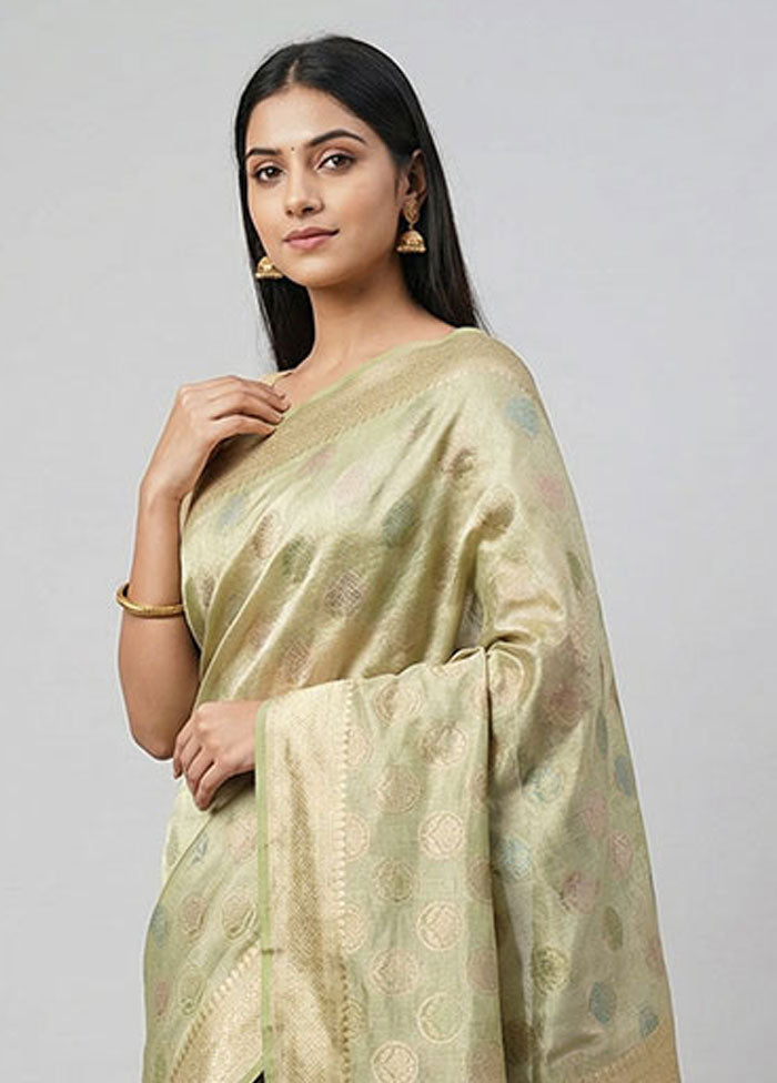 Green Tissue Silk Saree With Blouse Piece