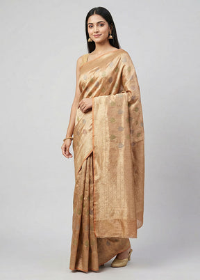 Rust Tissue Silk Saree With Blouse Piece
