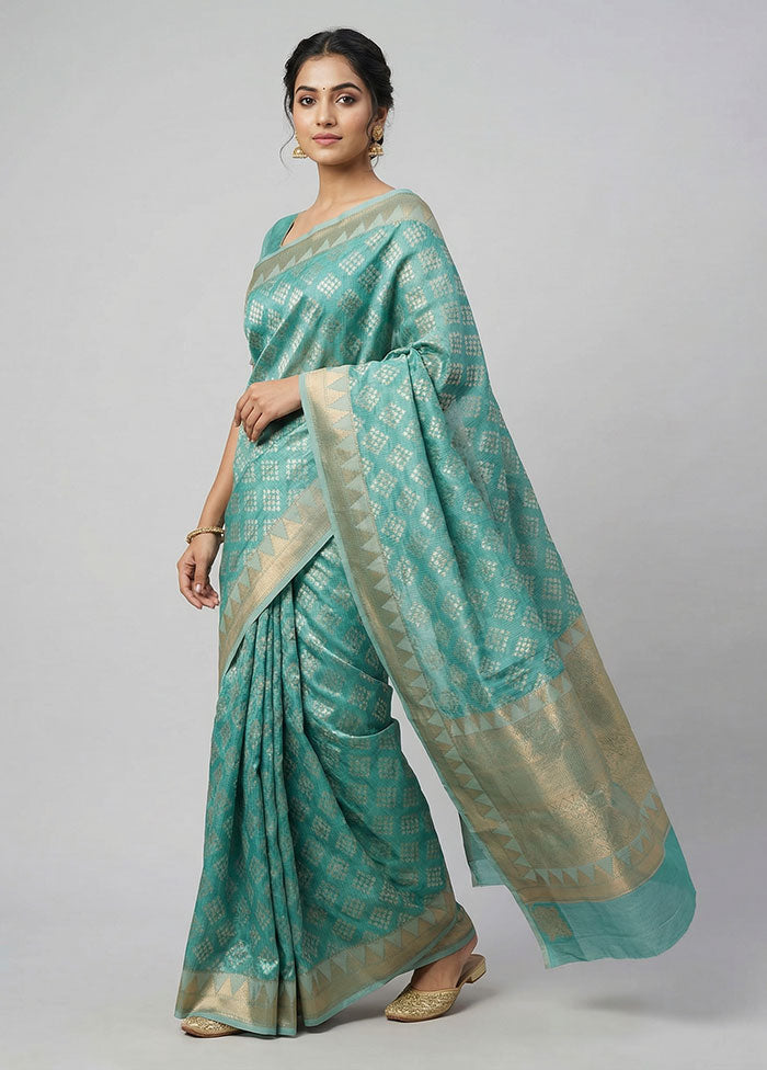 Blue Pure Cotton Saree With Blouse Piece