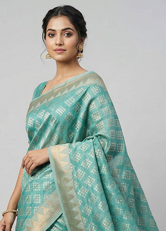 Blue Pure Cotton Saree With Blouse Piece