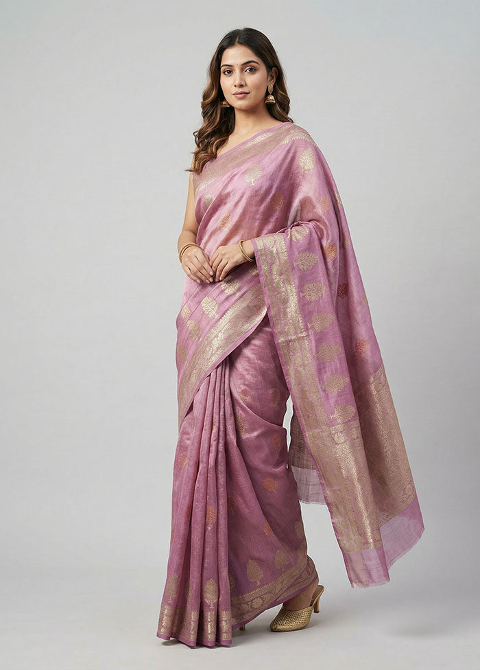 Purple Tissue Silk Saree With Blouse Piece