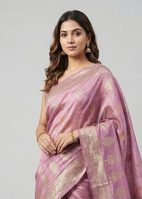Purple Tissue Silk Saree With Blouse Piece