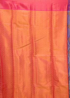 Blue Dupion Silk Saree With Blouse Piece