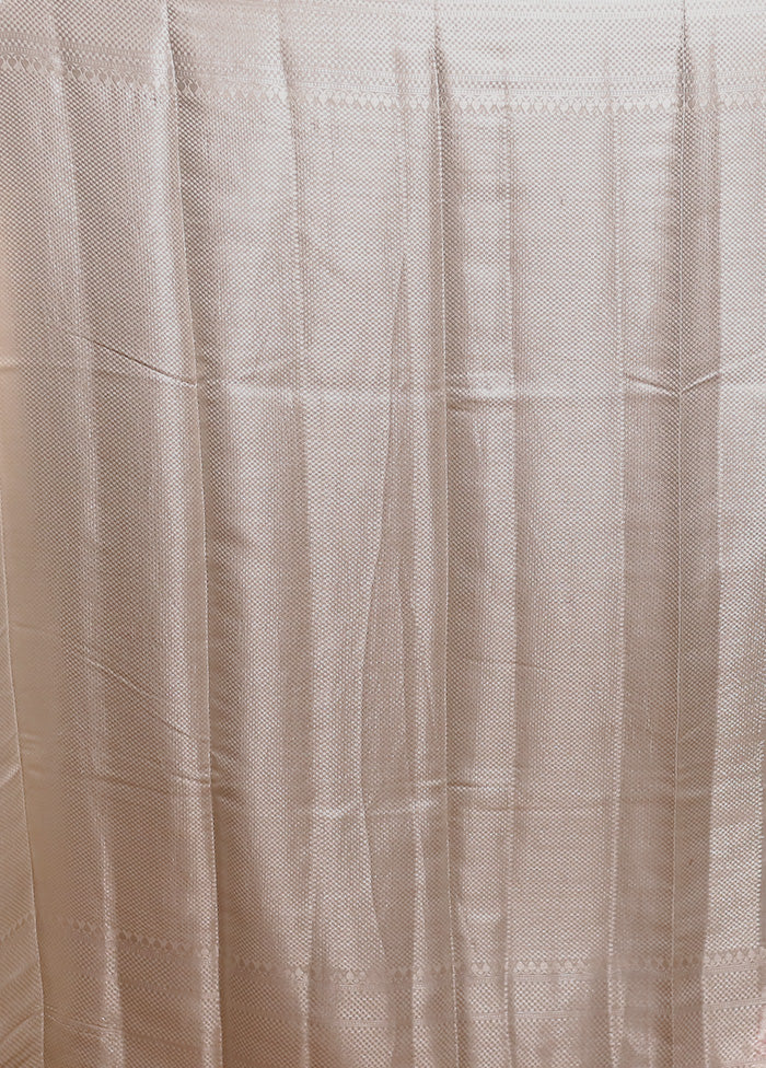 White Handloom Dupion Pure Silk Saree With Blouse Piece