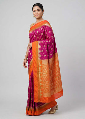 Pink Kanjivaram Silk Saree With Blouse Piece