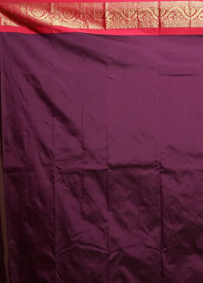 Purple Kanjivaram Silk Saree With Blouse Piece
