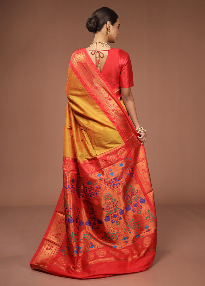 Yellow Kanjivaram Silk Saree With Blouse Piece