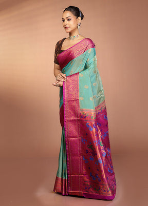 Green Kanjivaram Silk Saree With Blouse Piece
