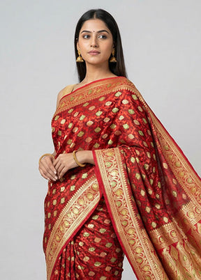 Purple Handloom Tanchoi Pure Silk Saree With Blouse Piece