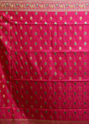 Wine Handloom Tanchoi Pure Silk Saree With Blouse Piece