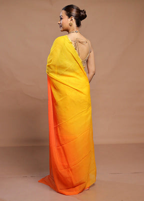 Yellow Handloom Chiffon Pure Silk Saree With Blouse Piece