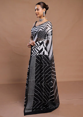 Multicolor Handloom Chiffon Pure Silk Saree With Blouse Piece