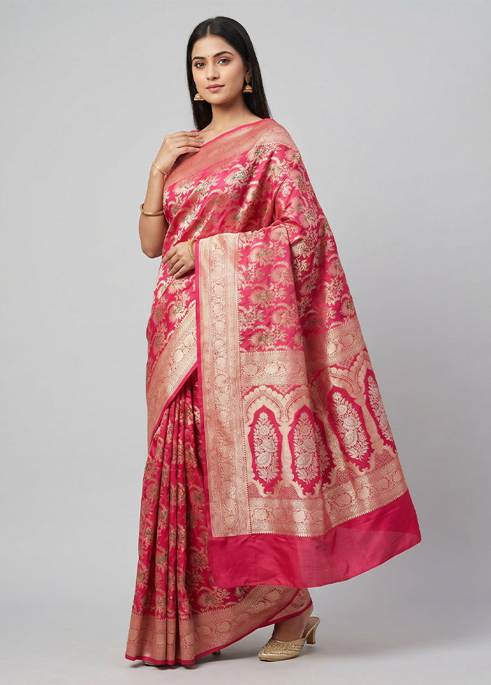Red Handloom Katan Pure Silk Saree With Blouse Piece