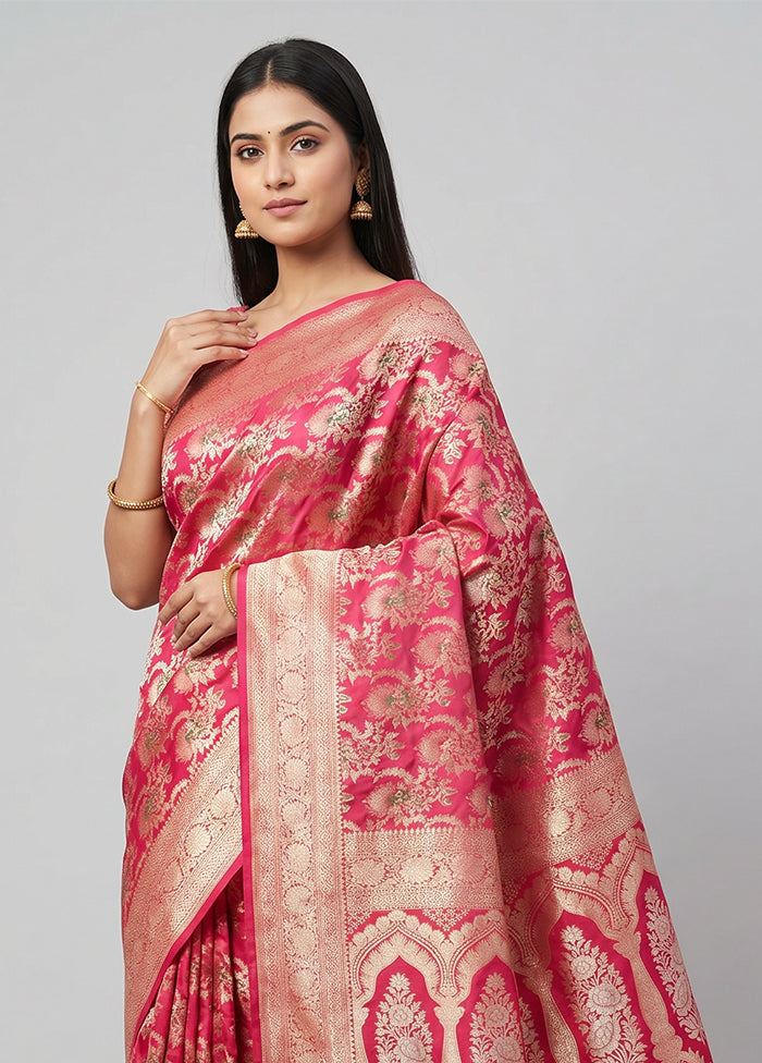 Red Handloom Katan Pure Silk Saree With Blouse Piece