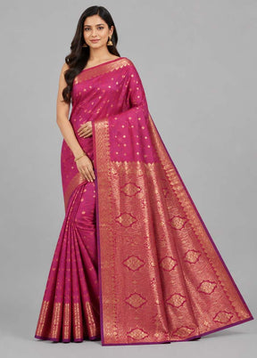 Pink Kanjivaram Silk Saree With Blouse Piece