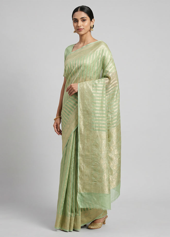 Blue Handloom Pure Georgette Saree With Blouse Piece