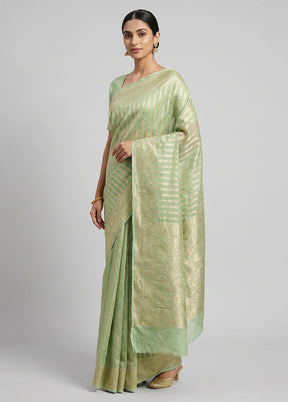 Blue Handloom Pure Georgette Saree With Blouse Piece