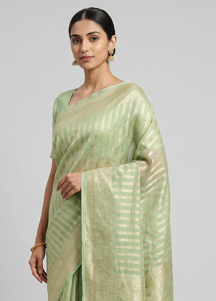 Blue Handloom Pure Georgette Saree With Blouse Piece