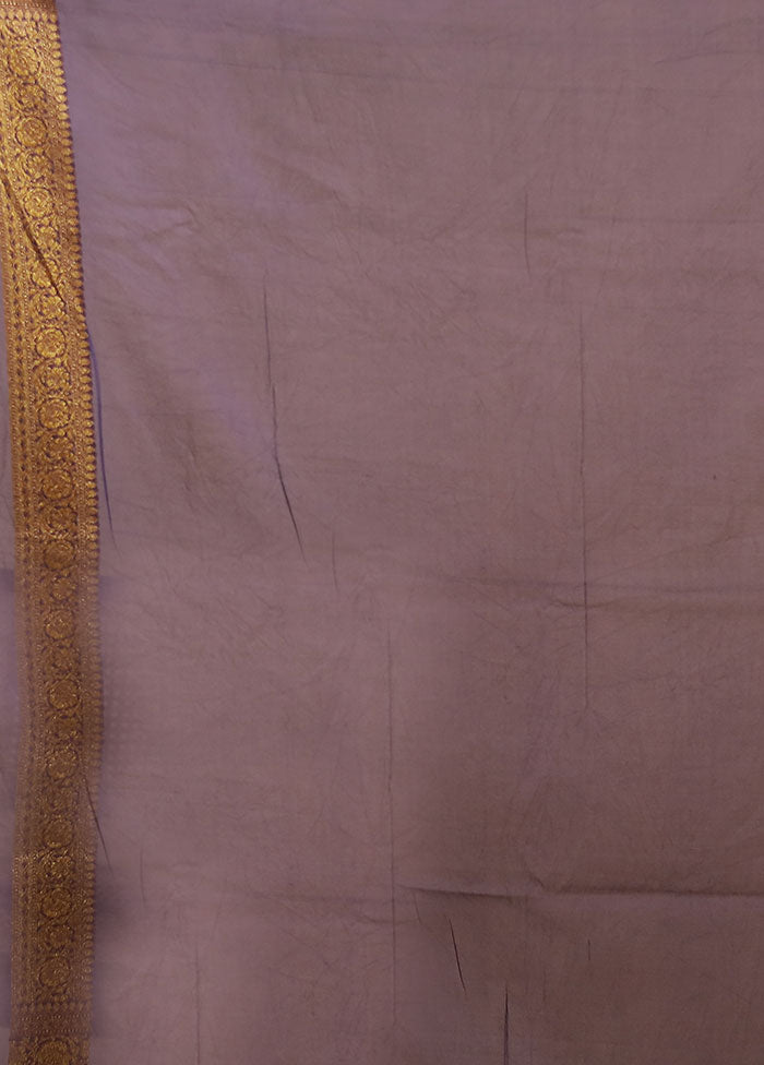 Purple Handloom Pure Georgette Saree With Blouse Piece