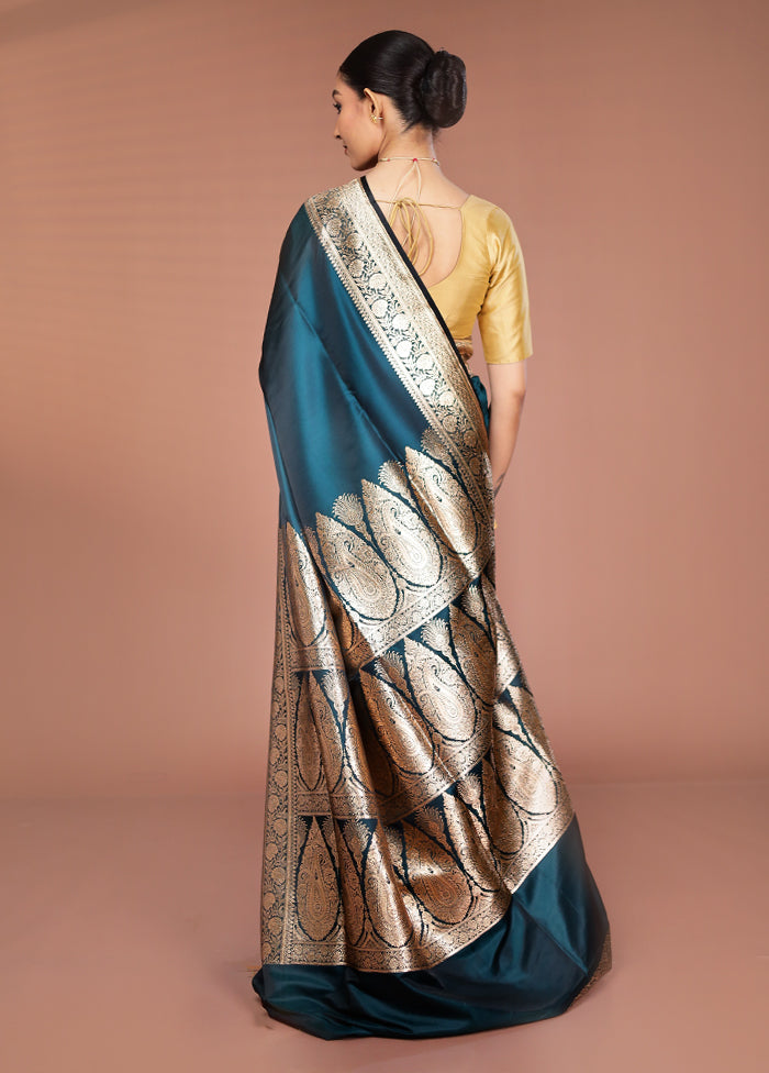 Green Banarasi Silk Saree With Blouse Piece