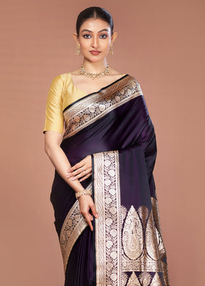 Blue Banarasi Silk Saree With Blouse Piece