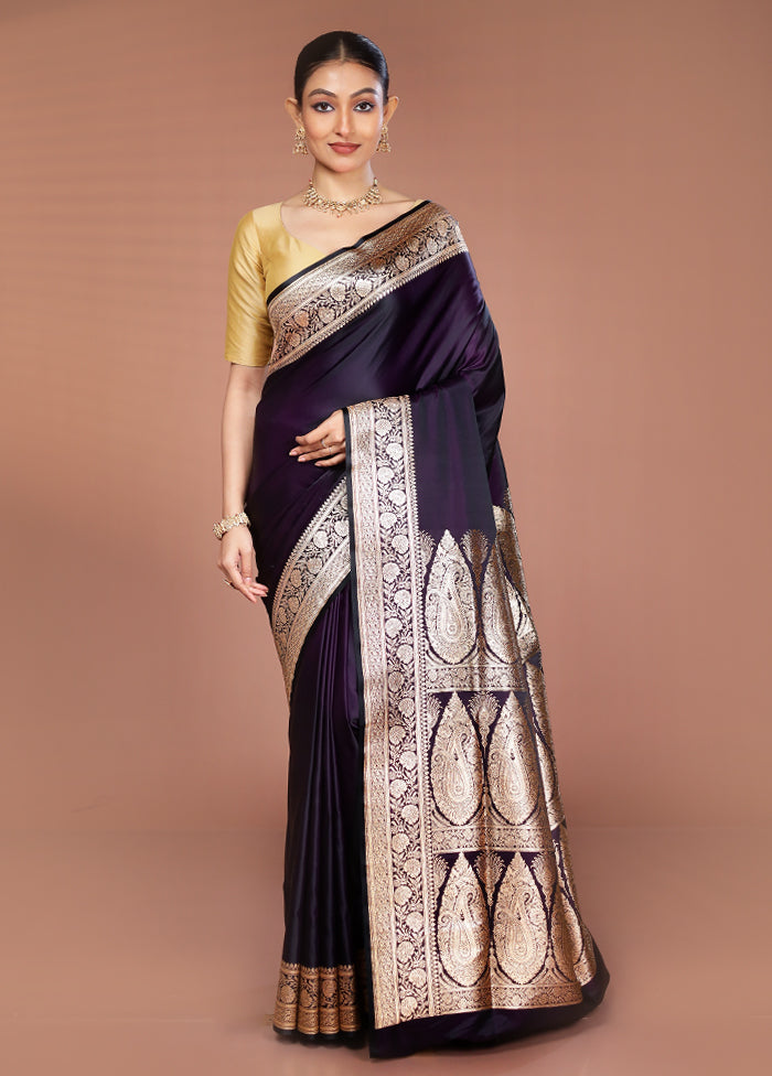 Blue Banarasi Silk Saree With Blouse Piece