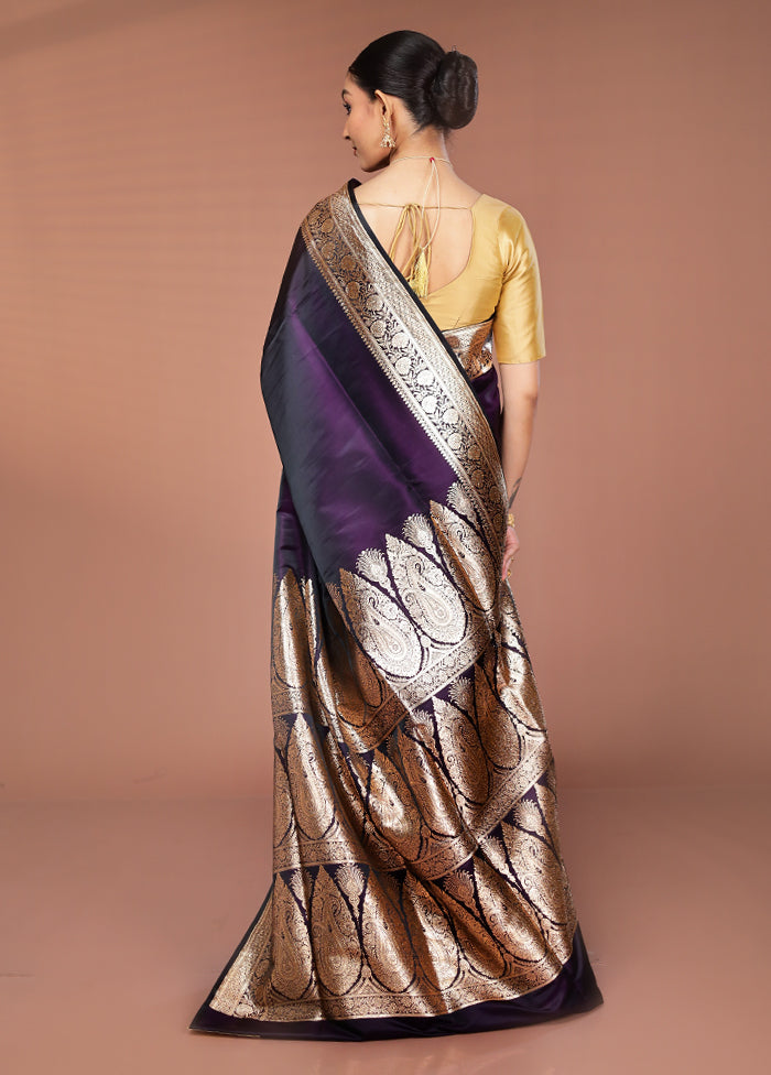 Blue Banarasi Silk Saree With Blouse Piece