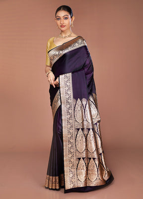 Blue Banarasi Silk Saree With Blouse Piece