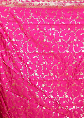 Blue Banarasi Silk Saree With Blouse Piece