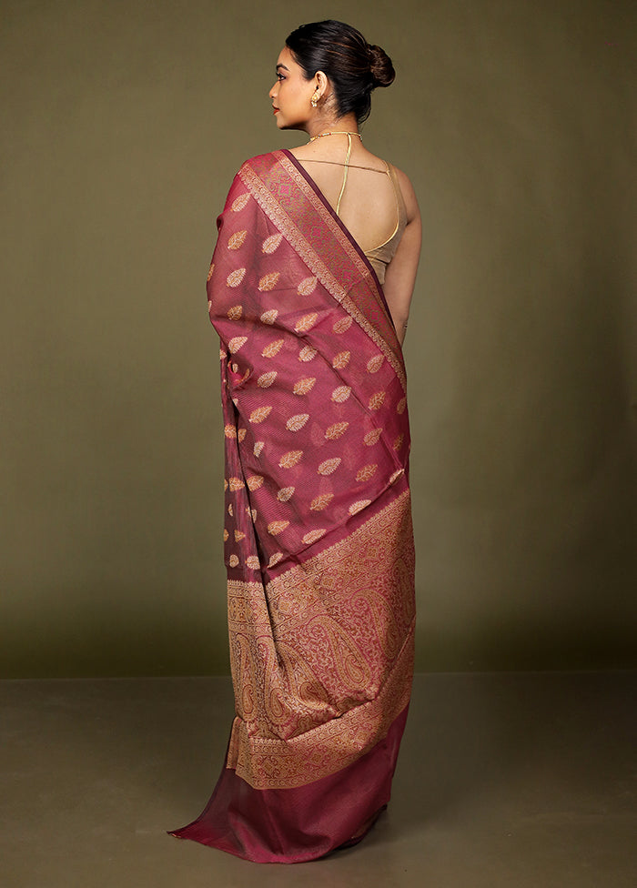 Purple Kota Cotton Saree With Blouse Piece
