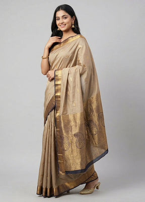 Rust Handloom Kanchipuram Pure Silk Saree With Blouse Piece