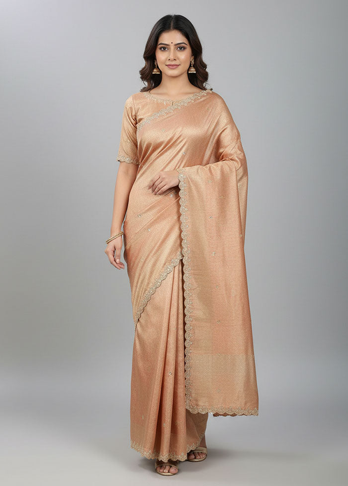 Pink Handloom Tissue Pure Silk Saree With Blouse Piece