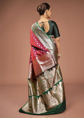 Maroon Banarasi Silk Saree With Blouse Piece
