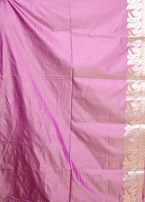 Purple Handloom Katan Pure Silk Saree With Blouse Piece