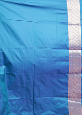 Blue Handloom Katan Pure Silk Saree With Blouse Piece