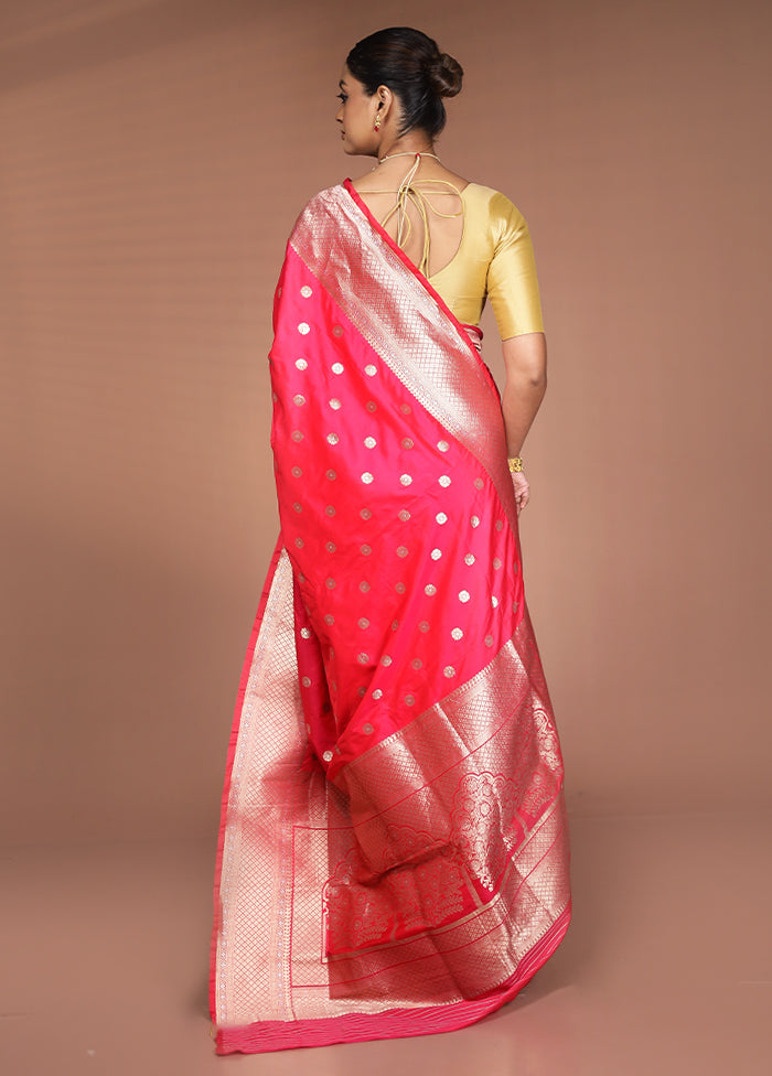 Red Handloom Katan Pure Silk Saree With Blouse Piece