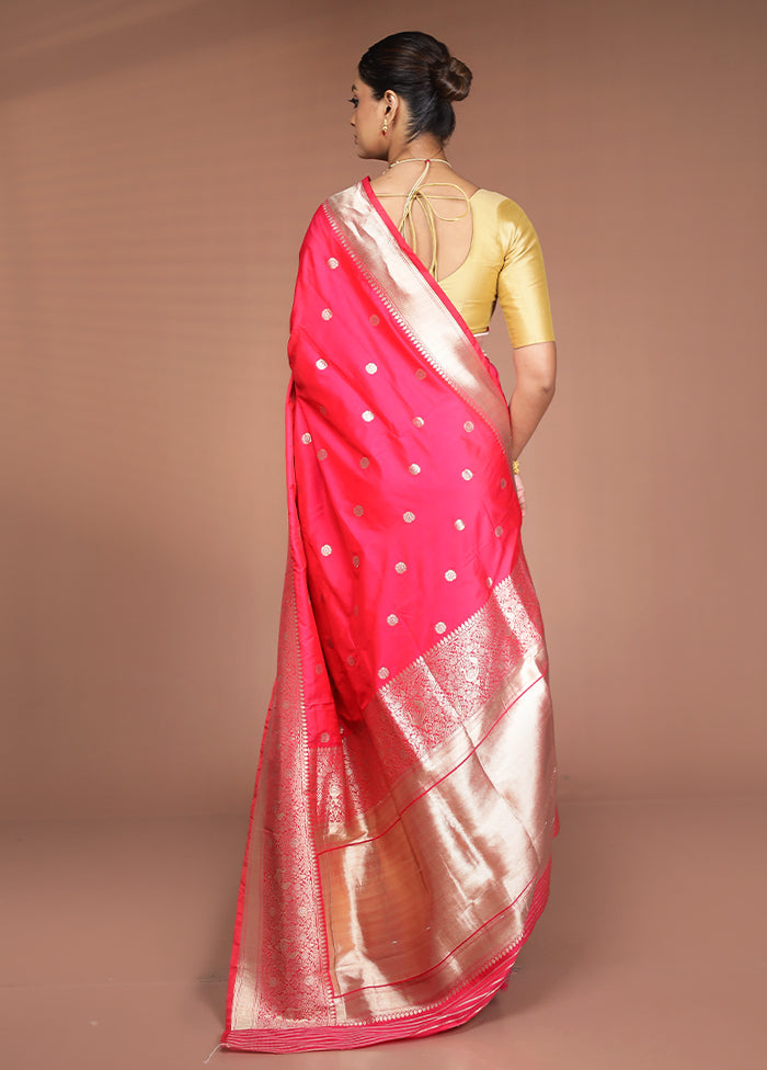 Pink Handloom Katan Pure Silk Saree With Blouse Piece
