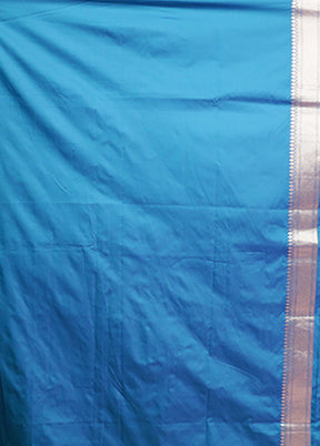 Blue Handloom Katan Pure Silk Saree With Blouse Piece