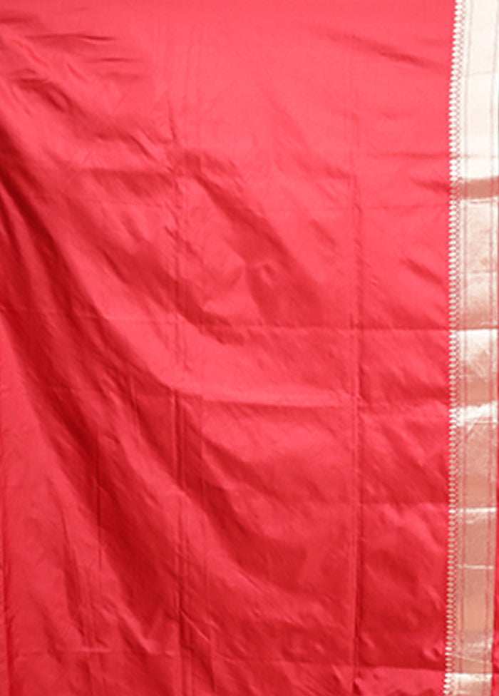 Red Handloom Katan Pure Silk Saree With Blouse Piece