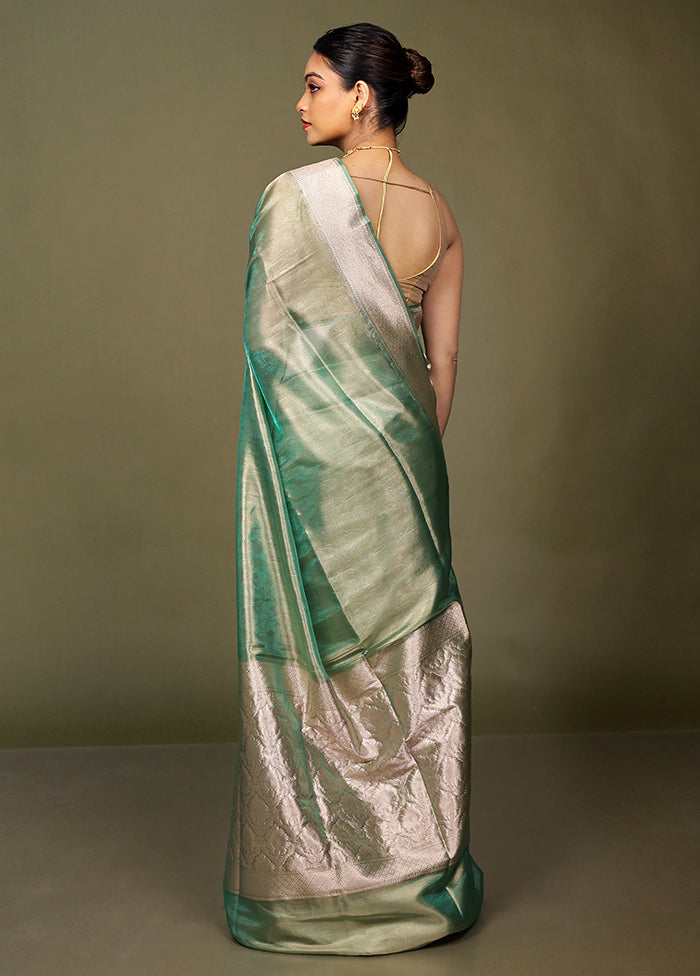 Green Tissue Silk Saree With Blouse Piece