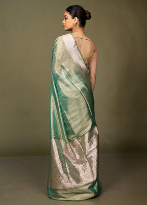 Green Tissue Silk Saree With Blouse Piece