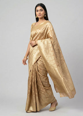 Cream Tissue Silk Saree With Blouse Piece