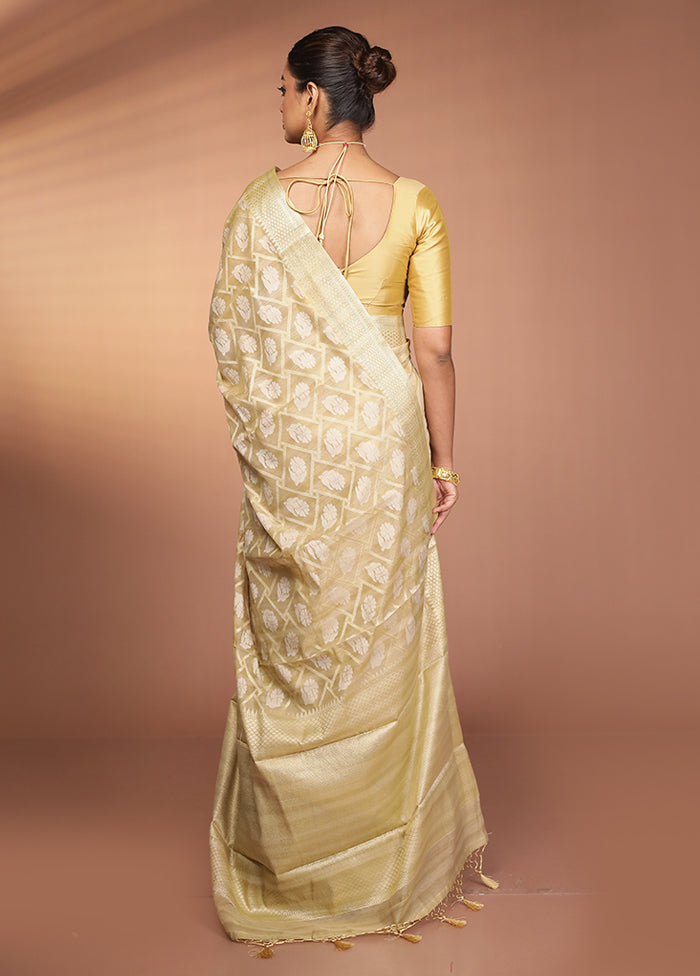 Cream Kora Silk Saree With Blouse Piece