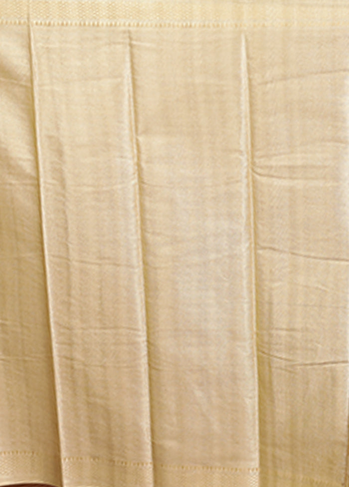 Cream Kora Silk Saree With Blouse Piece