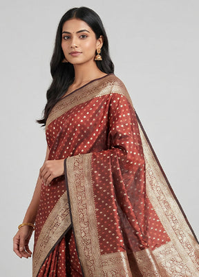 Maroon Katan Silk Saree With Blouse Piece
