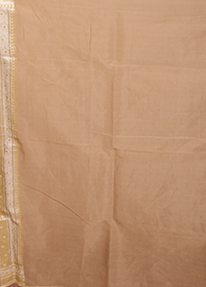 Cream Kora Silk Saree With Blouse Piece
