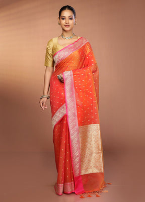 Pink Kora Silk Saree With Blouse Piece