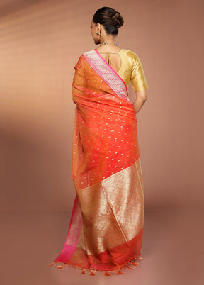 Pink Kora Silk Saree With Blouse Piece