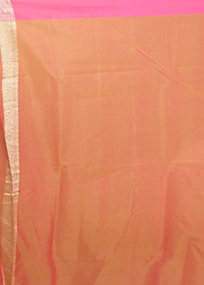 Pink Kora Silk Saree With Blouse Piece