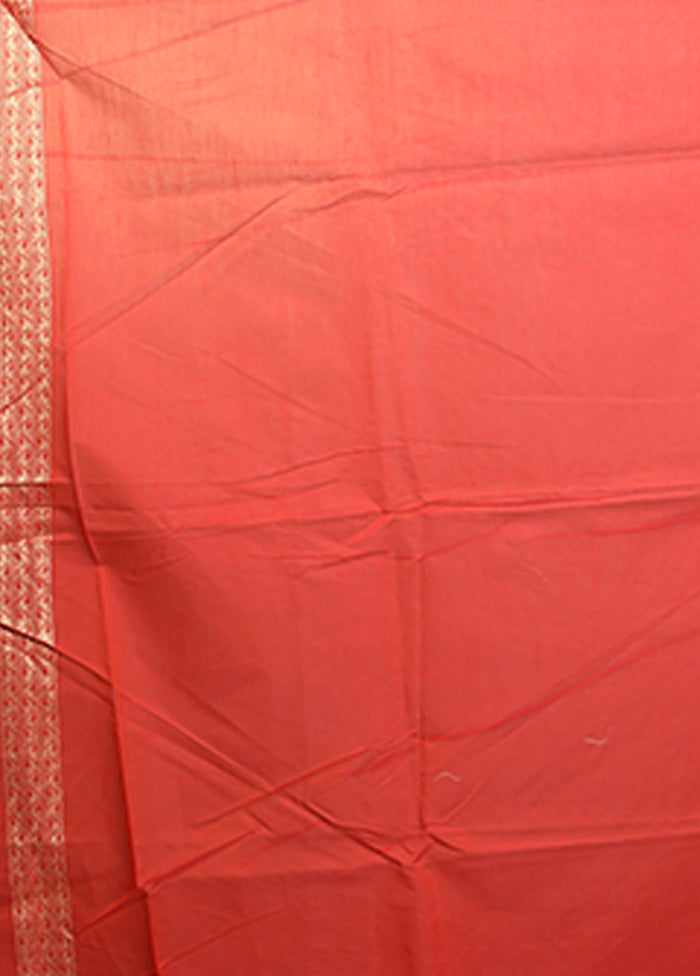 Red Kora Silk Saree With Blouse Piece